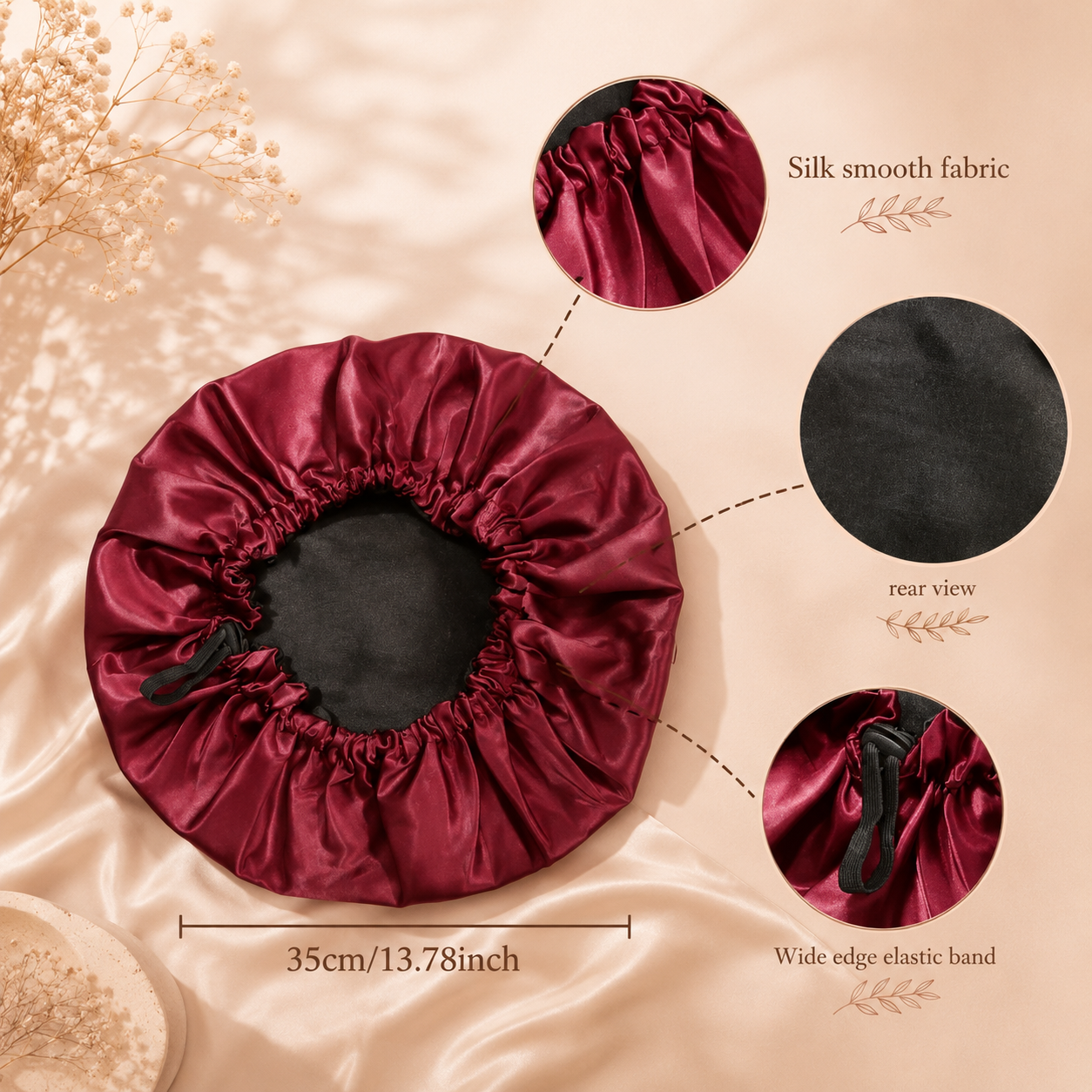 Double-layered Satin Bonnet w/ adjustable band