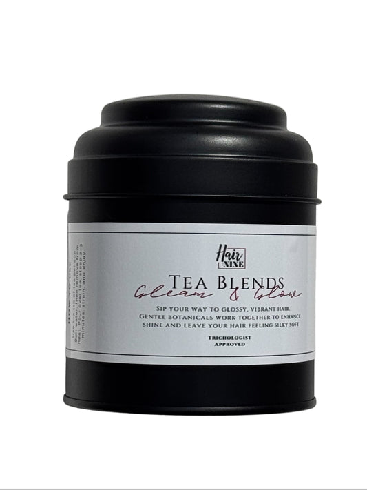 Black tea canister with label on a white background