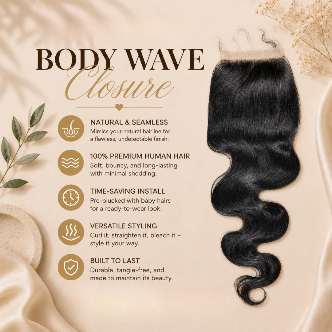 Body wave transparent closure 4x4