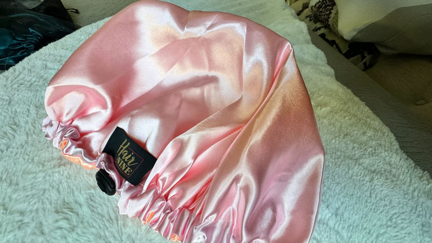 Double - layered Satin Bonnet w/ adjustable band - Hair At Nine